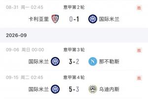 不先丢2球不会踢？国米连续3场意甲先0-2落后，最终2胜1平