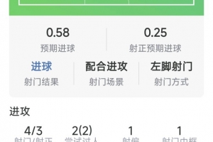 拉菲尼亚本场数据：帽子戏法，4射3正，1次中框，评分10分