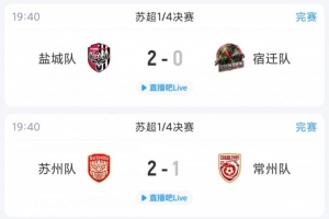 苏超综述：常州遭苏州绝杀+丢点无缘绝平，盐城主场2-0轻取宿迁