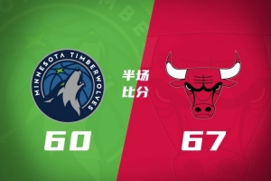 半场战报-公牛67-60森林狼 威尔逊13+5 吉迪9分 克拉克15分