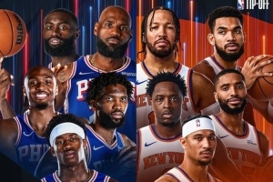 开始预热！NBA官推发布揭幕战海报：76人五星VS尼克斯冠军首发